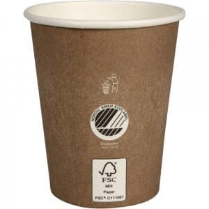 Kaffebæger - bio - brun grafik - Svanemærket - CPLA coating - 24 cl - bagside