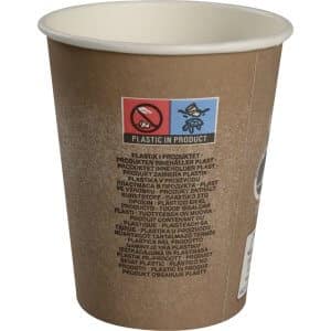 Kaffebæger - bio - brun grafik - Svanemærket - CPLA coating - 24 cl - bagside med lovtekst